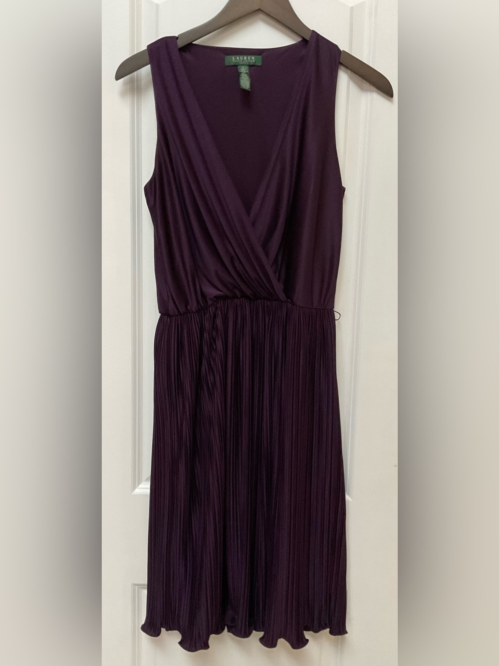 Lauren Ralph Lauren Purple Pleated Charmeuse Dress - Picture 6 of 10